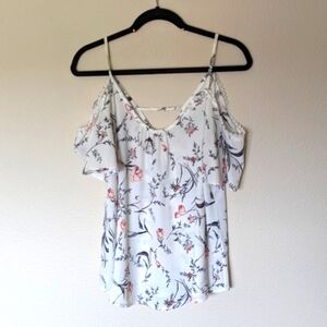 Sienna Sky White Floral Cold Shoulder Summer Top Size M